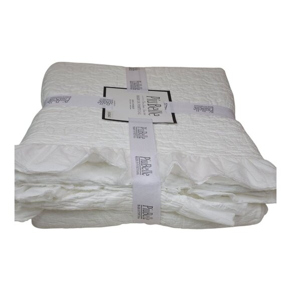PiuBelle King Coverlet 104" X 94" White Portugal Cotton Textured Comforter Quilt - Picture 5 of 8